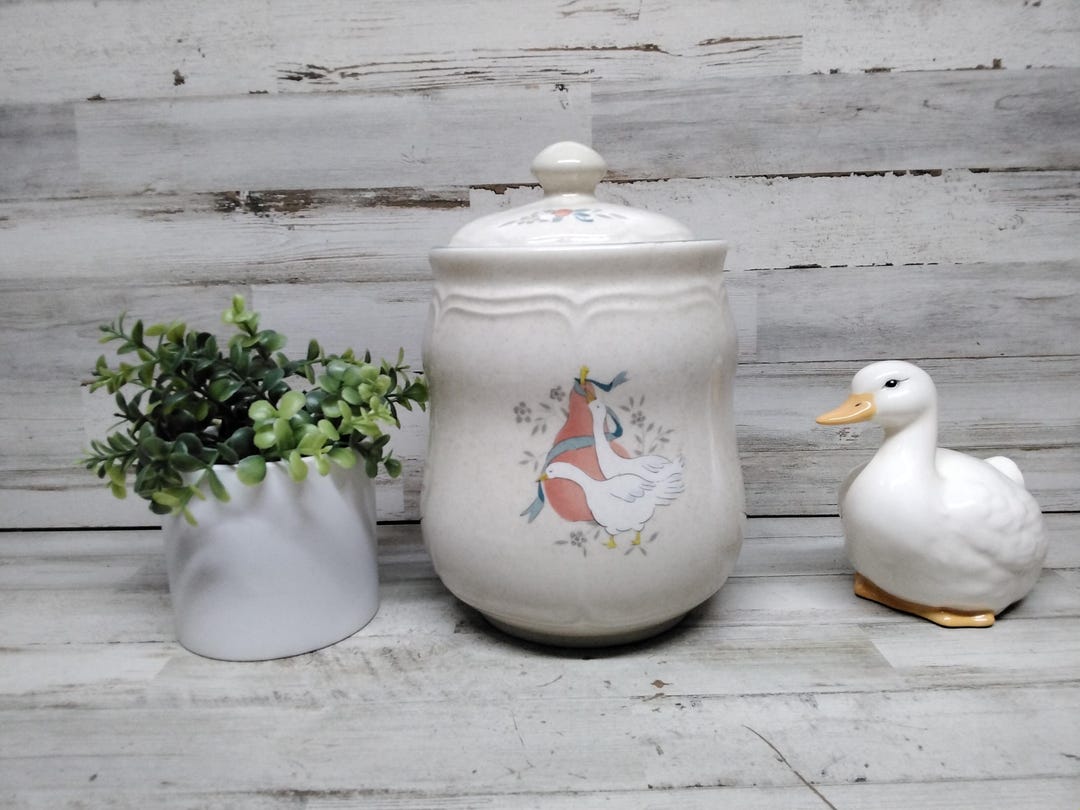 Vintage Ceramic Duck/goose Canister/cookie Jar / Duck Canisters / Farm ...