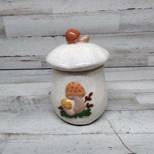 Vintage Mushroom  Small Lidded Sugar Canister /  Sugar Bowl Canister  /  Mushroom Kitchen Decor