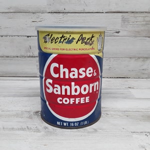 Chase & Sanborn Coffee Tin / Coffee Advertising Tin  / Farmhouse Decor  / Coffee  Bar Decor  / Planter Coffee Tin