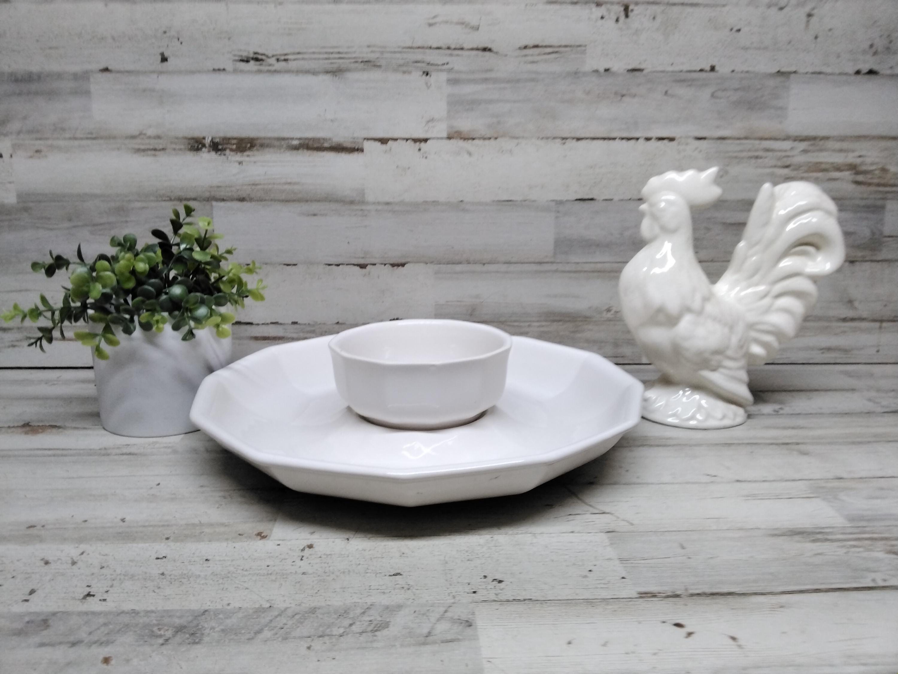 Pfaltzgraff Ironstone Heritage White Octagon Chip - n - Dip 