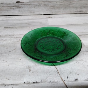 Anchor Hocking Pressed Sandwich Glass ~ Sherbert Plates ~ Forest or Emerald Green