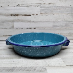 Vintage Large Enamel Dish Pan with Handles  / Double Handle Pan  / Vintage Enamelware