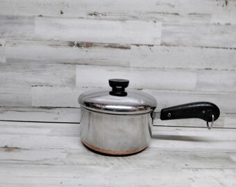 Vintage REVERE WARE 3 Quart Copper Bottom Sauce Pan Pot & Lid—Riverside, CA