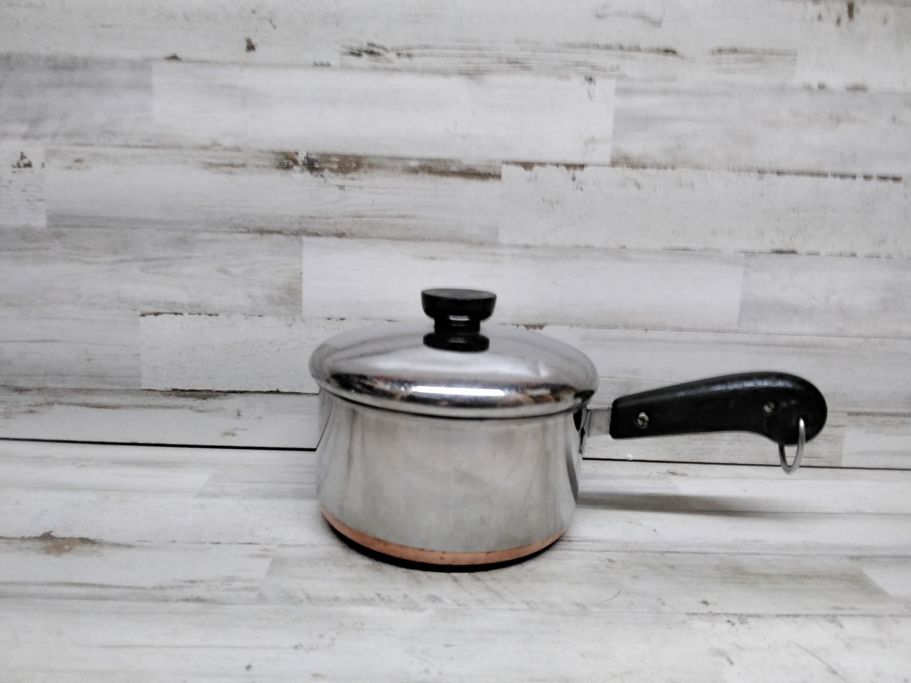 Revere Ware, Aged Copper Bottom, 1 Quart Sauce Pan, Chrome Cooking Pot With  Lid, Vintage Kitchen 