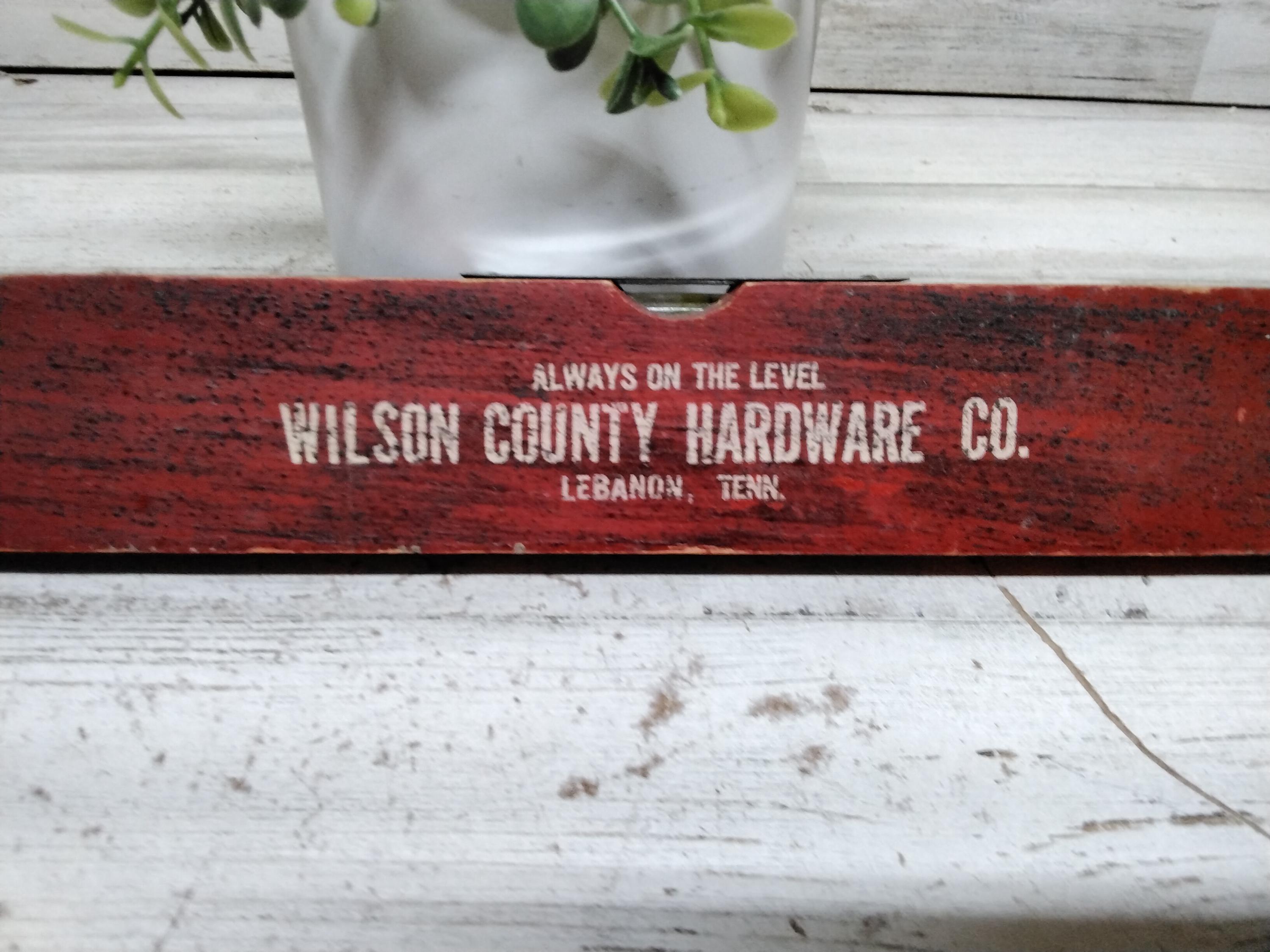 Wilson Hardware Sign Vintage Advertising Wooden Level for Wilson County Hardware Company ...