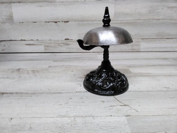 Antique Front Desk Bell / Hotel Service Bell. / Cast Iron/ Steel Service Bell / Lobby Bell