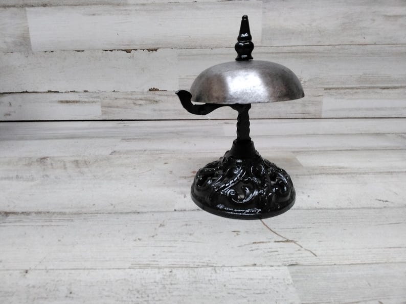 Antique Front Desk Bell / Hotel Service Bell. / Cast Iron/ Steel Service Bell / Lobby Bell image 1