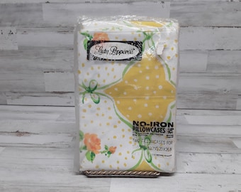 Vintage Lady Pepperell 2 Kissenbezüge Standardgröße Gelb, Weiß, Grün und Orange