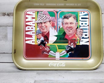 Vintage Original Coca-Cola Tray- Football November 29th 1975 Alabama vs Auburn