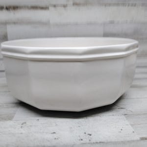 Heritage White Vintage  Stoneware Large Mixing Bowl  / MCM Kitchen  / Mid-Century Modern Vintage Heritage White
