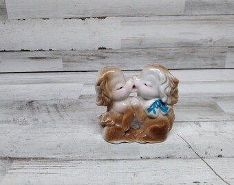 Vintage Bone China "Kissing" Dog Figurine from Japan