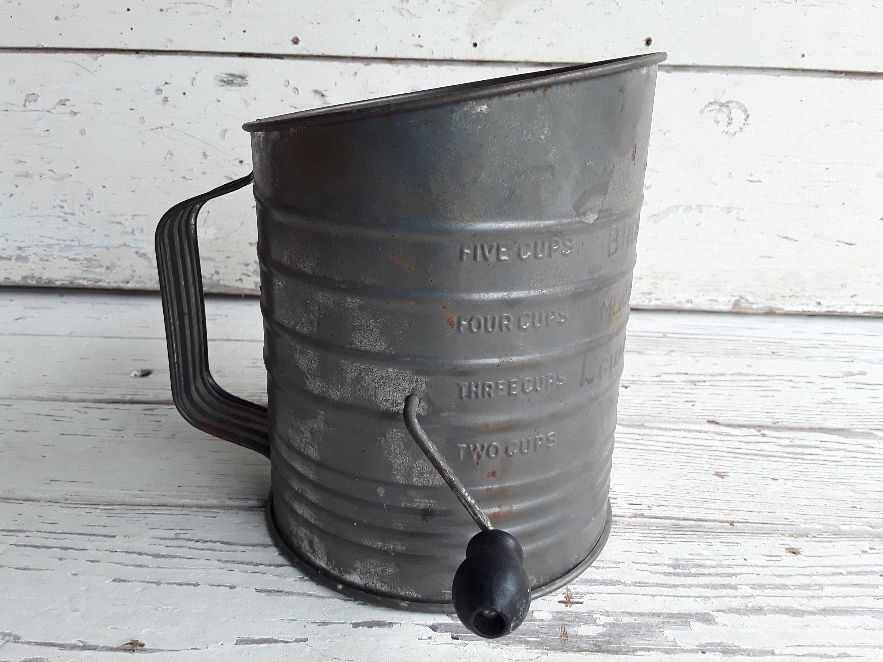Bromwell's 5 Cup Vintage Rusty Flour Sifter Kitchen Wood Etsy