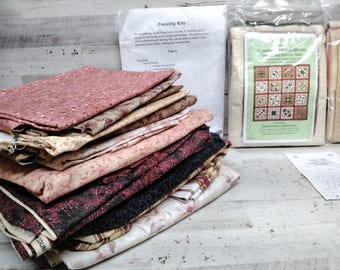 Hugh Lot Deal of Nos Fabric and 2 Packs of Sixteen 6" Pieced Block Kits
