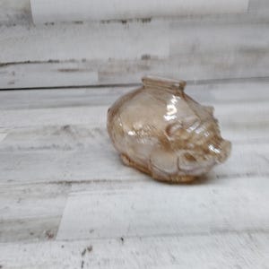 Carnival Glass Piggy Bank / Anchor Hocking Amber Glass Piggy Bank / Potbelly Pig Coin Bank, Iridescent Glass Bank