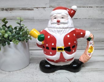 Tetera de cerámica vintage de Papá Noel