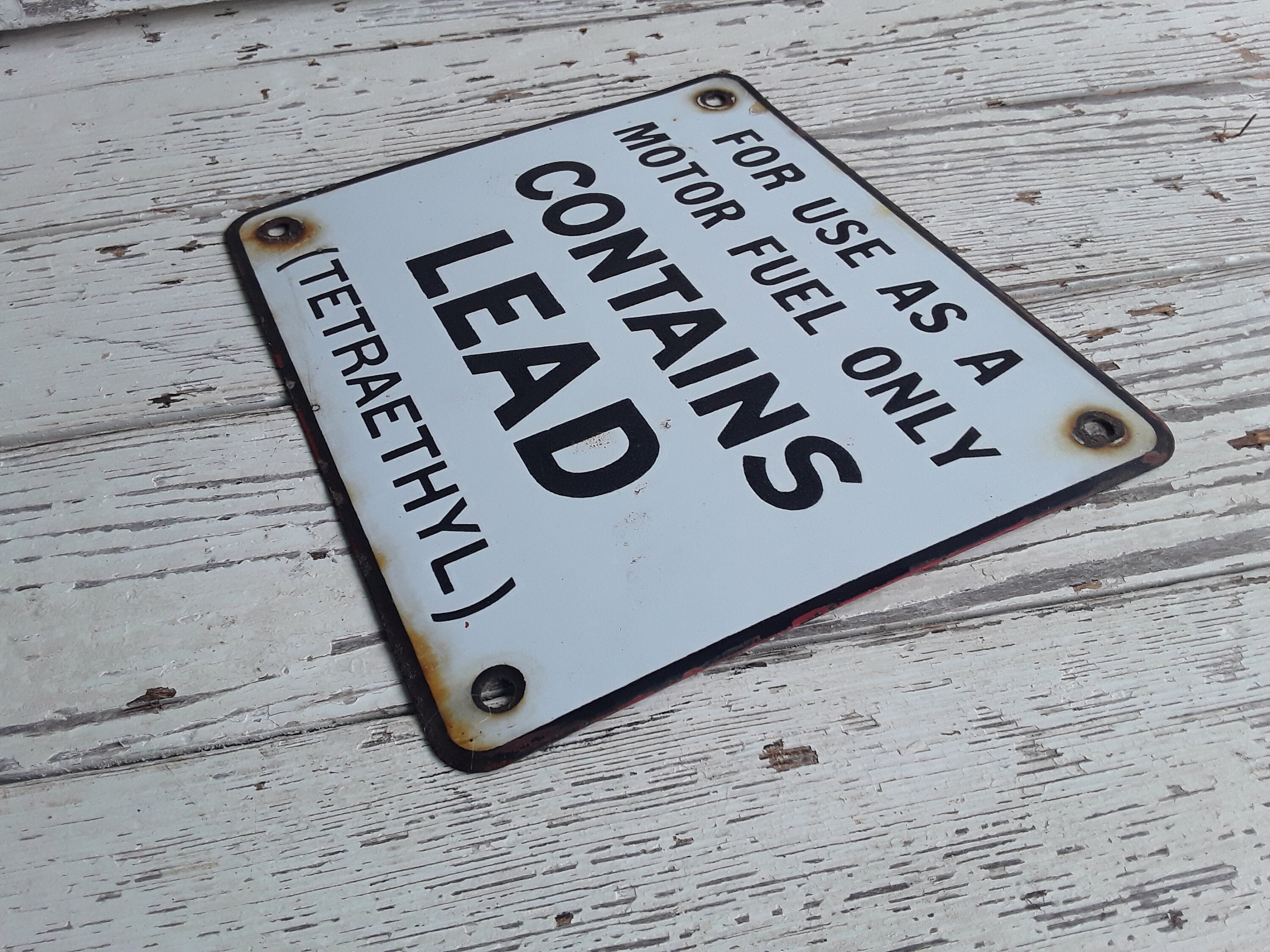 Vintage Porcelain Oil Gas Pump Plate Advertisng Contains Lead Etsy
