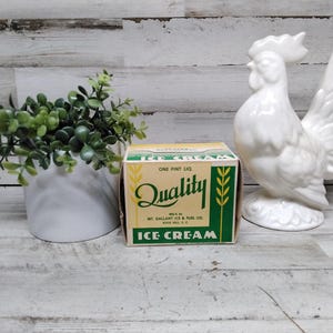 Vintage Quality Ice Cream Advertising Carton. / 1930&#39;s Advertising Boxes   / M.T. Gallant Ice & Fuel Co. Rock Hill South Carolina
