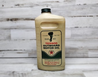 NOS Vintage Texaco Aceite de motor fueraborda con tapa de metal / Decoración Fishman
