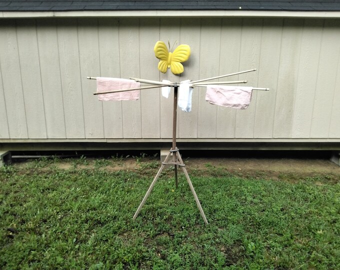 Antique Clothes Collapsible Drying Rack Wood Metal Vintage Laundry ...