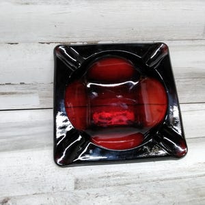 Anchor Hocking Ruby Red Ashtray  / 4 Slot Red Ashtray  / Red Ashtray / NOS Anchor Hocking Ruby Red Ashtrays