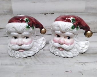 Santa Candle Holders  / Santa Decor  / Candlestick Holders