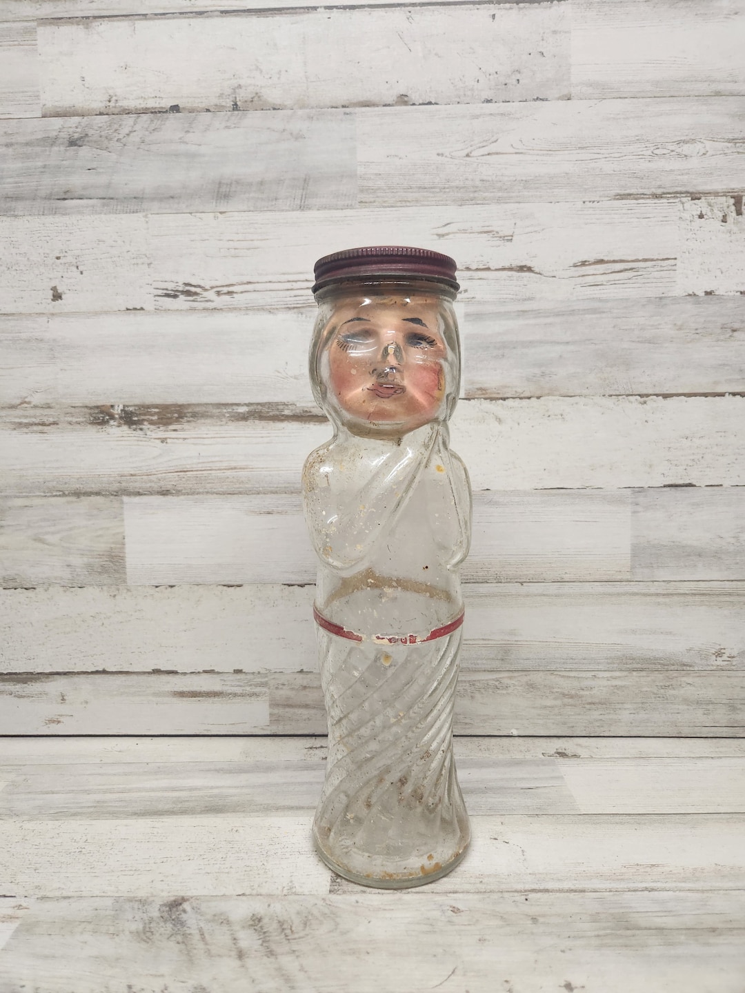 Antique Brandle & Smith Glass Bottle Women Face - Etsy