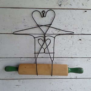 Rustic Rolling Pin - Wood, Painted Green Handles - Retro Kitchen, Country - Vintage - Fabulous!