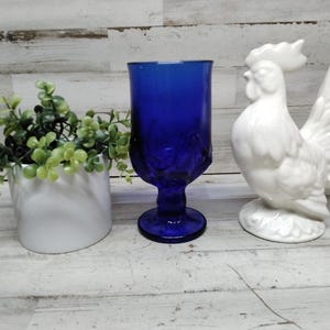 Vintage Franciscan Cabaret Cobalt Blue Wine Goblet / 1970&#39;s Cobalt Blue Wine Glasses / Farmhouse Kitchen Cobalt Blue Decor