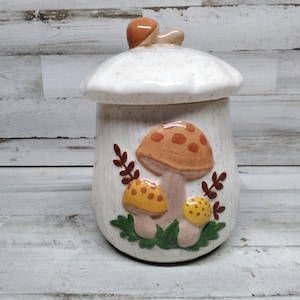 Vintage Mushroom Lidded  Canister / Merry Canister / Mushroom Kitchen Decor