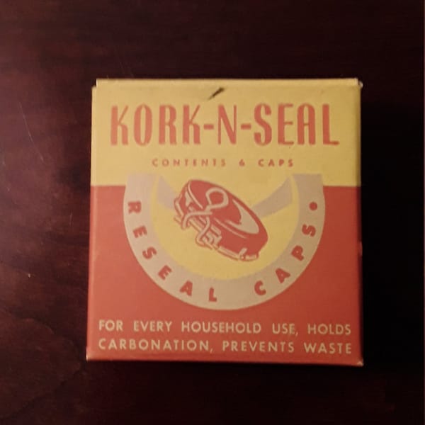 Kork-N-Seal NIB Lot of 6 ~ Reseal Kaps ~ Red Caps ~ Original Box