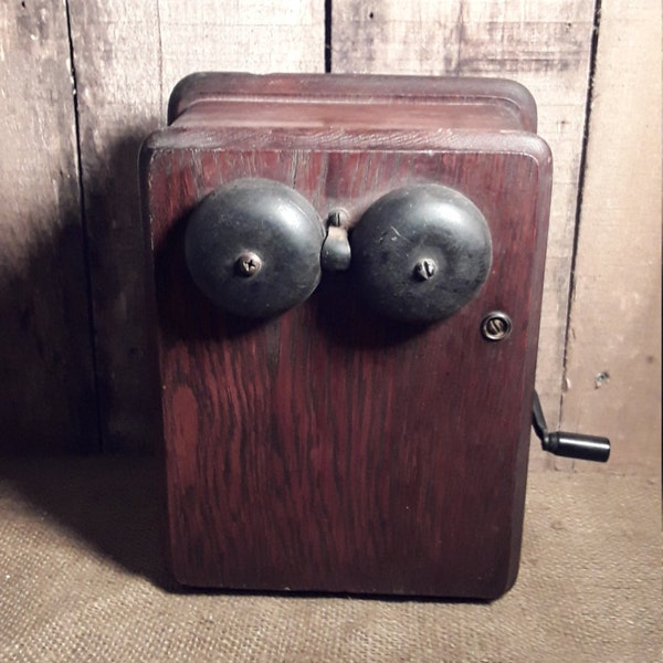 Antique Wood Coffin Hand Crank to Operator/Magneto Box for a Telephone