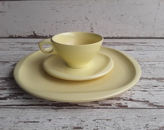 Vintage Melmac Boonton vaisselle-3 pièces Boonton Boontonware Riviera Ware mallo-Ware assiette, tasse, soucoupe