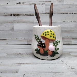 Mushroom Canister / Mushroom Utensil Holder /  Canister Decor  / Mushroom Kitchen Decor