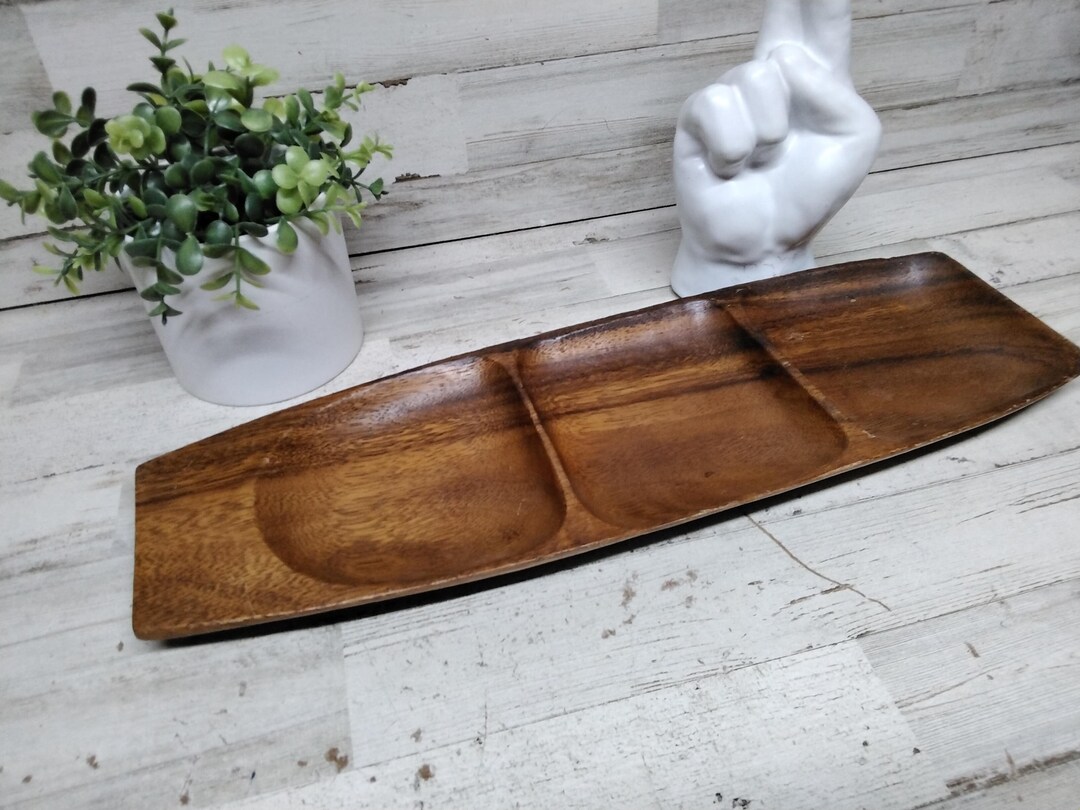 Vintage Genuine Monkey Pod Divided Tray / 70's Cathall Tray - Etsy