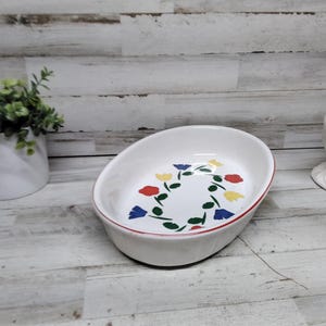 Vintage Japan Oval Ironstone Casserole Dish. / Japan Ironstone Flower Dish. / Ceramic/ Ironstone Japan Casserole Dish