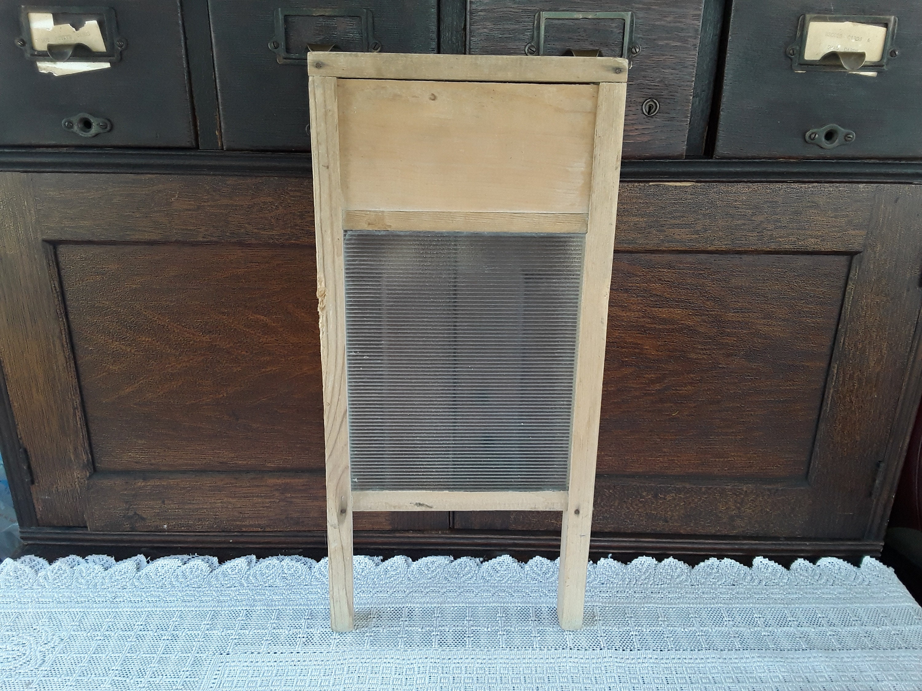 ウォッシュボード Vintage . Zinc and Wood Silver King Washboard National