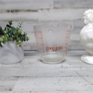 Vintage Large Fire King Measuring Cup. /  Red Lettering Measuring Cup  / 4 Cup Fire King Measuring Cups