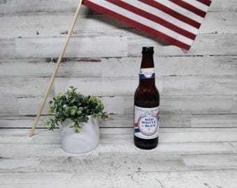 Vintage Empty G. Heileman Brewing Co. LaCrosse, Wisconsin Red, White & Blue  / Independence Day Decor  / Patriotic Decor