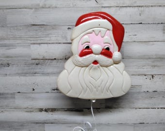 Huge Vintage Empire 32.5 Inch Tall Lighted Santa Head Blow Mold
