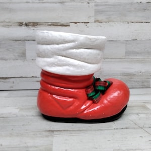 Vintage Santa&#39;s Ceramic Boot  Christmas Santa&#39;s Boot Decor / Vintage Christmas