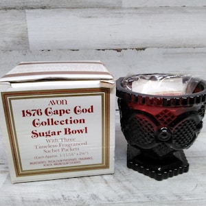 Vintage Avon Cape Cod Sugar Bowl with Sachet Packs  / NOS Avon Sugar Bowl