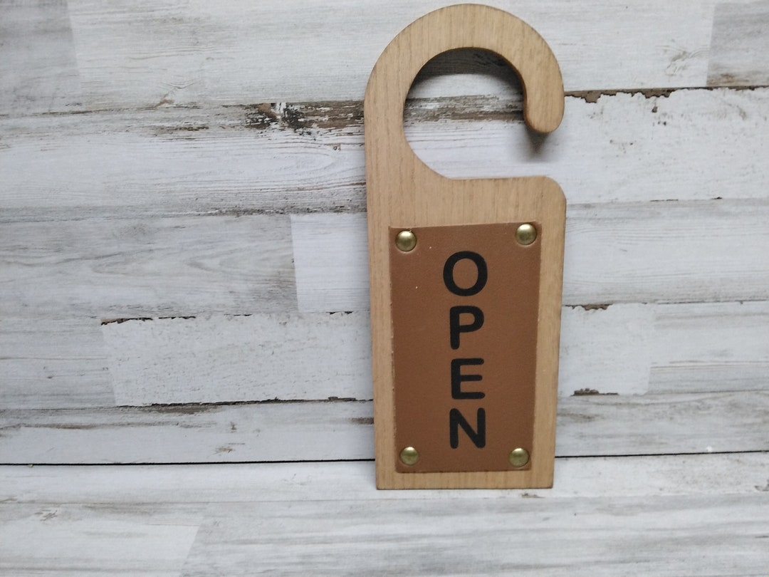 Open / Closed Wood With Leather Door Hanger / Open Sign / Close Sign - Etsy