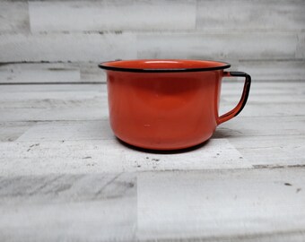 Vintage French Enamelware Coffee Cup. / Vintage Orange Enamelware  / Vintage Orange Coffee Cup / French Enamelware