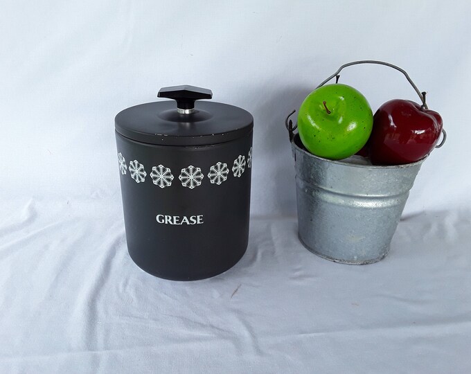 Vintage Grease Jar Black Starburst Canister Aluminum Etsy