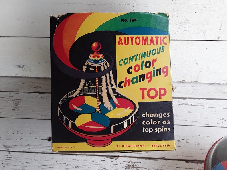 Automatic Continuous Color Changing Top Bryan Ohio Art #124 Vintage Toy W Box