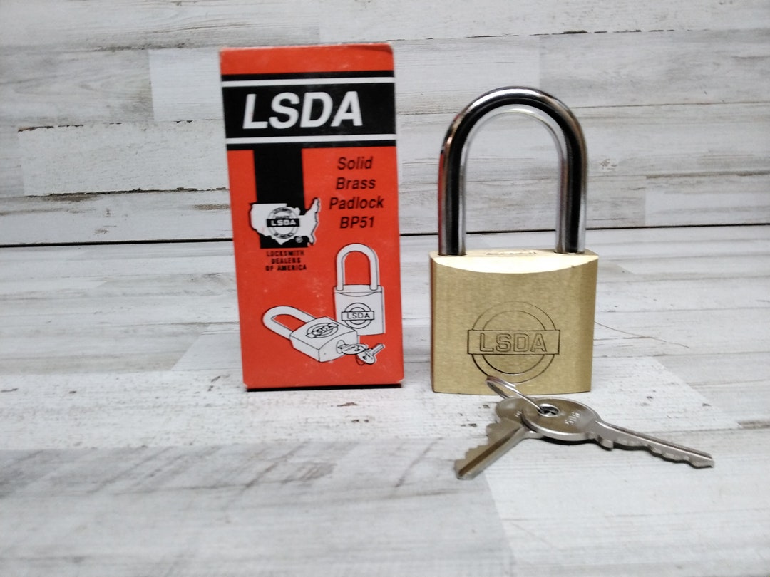 Vintage New Old Stock / LSDA Solid Brass Padlock With 2 Keys / Etsy