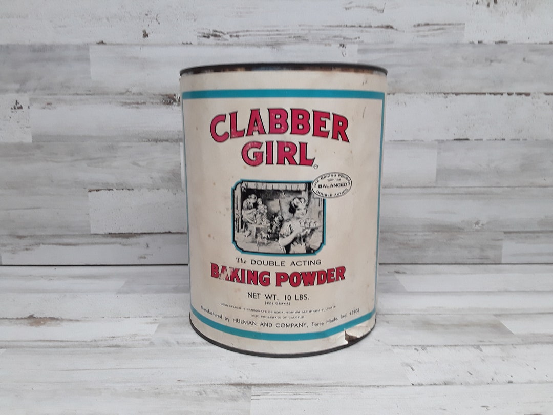 Vintage Clabber Girl Tin Can, Clabber Girl Baking Powder Tin Large 10