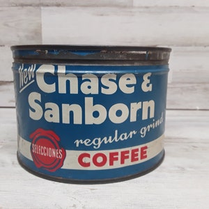 Chase and Sanborn Coffee Tin Can  / Vintage Advertising Coffee Tins  / Farmhouse Decor  / Coffee Bar Decor