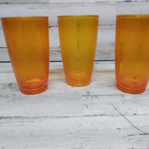 Vintage Snuff Glasses Orange Plastic Snuff Glasses Set if 3 1970s Plastic Glasses