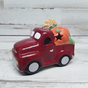 Miniature Ceramic Truck with Pumpkins and Sunflowers  / Fall Decor  / Farmhouse Decor  / Tier Tray Decor